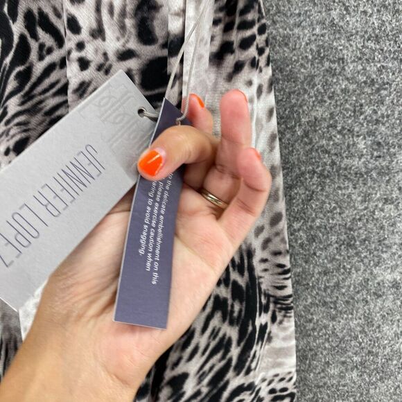 New Jennifer Lopez Blouse Women S Small Black Animal Print Sleeveless Wide Strap - Picture 6 of 11